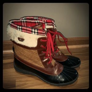 Cute Plaid Fur-lined Duck Boots!!!